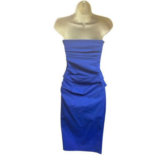 Maticevski Cygnet Ruched Strapless Dress in Royal Blue NWT Size US 6 - Picture 8 of 13